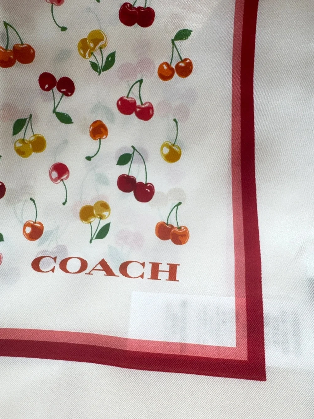 NWT 🍒 COACH Cherry Mix Printed Silk Square Scarf - Chalk Multi